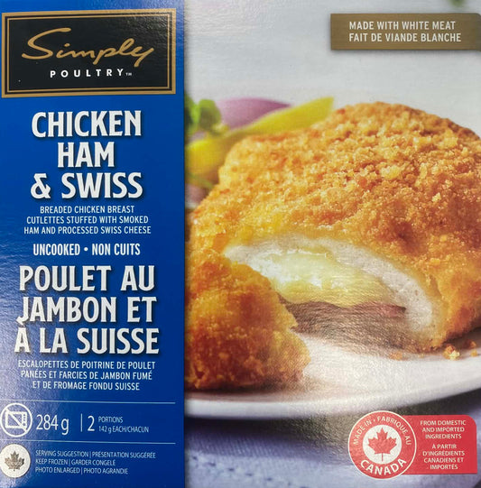 Escaloppes de poulet farci de jambon et de fromage suisse